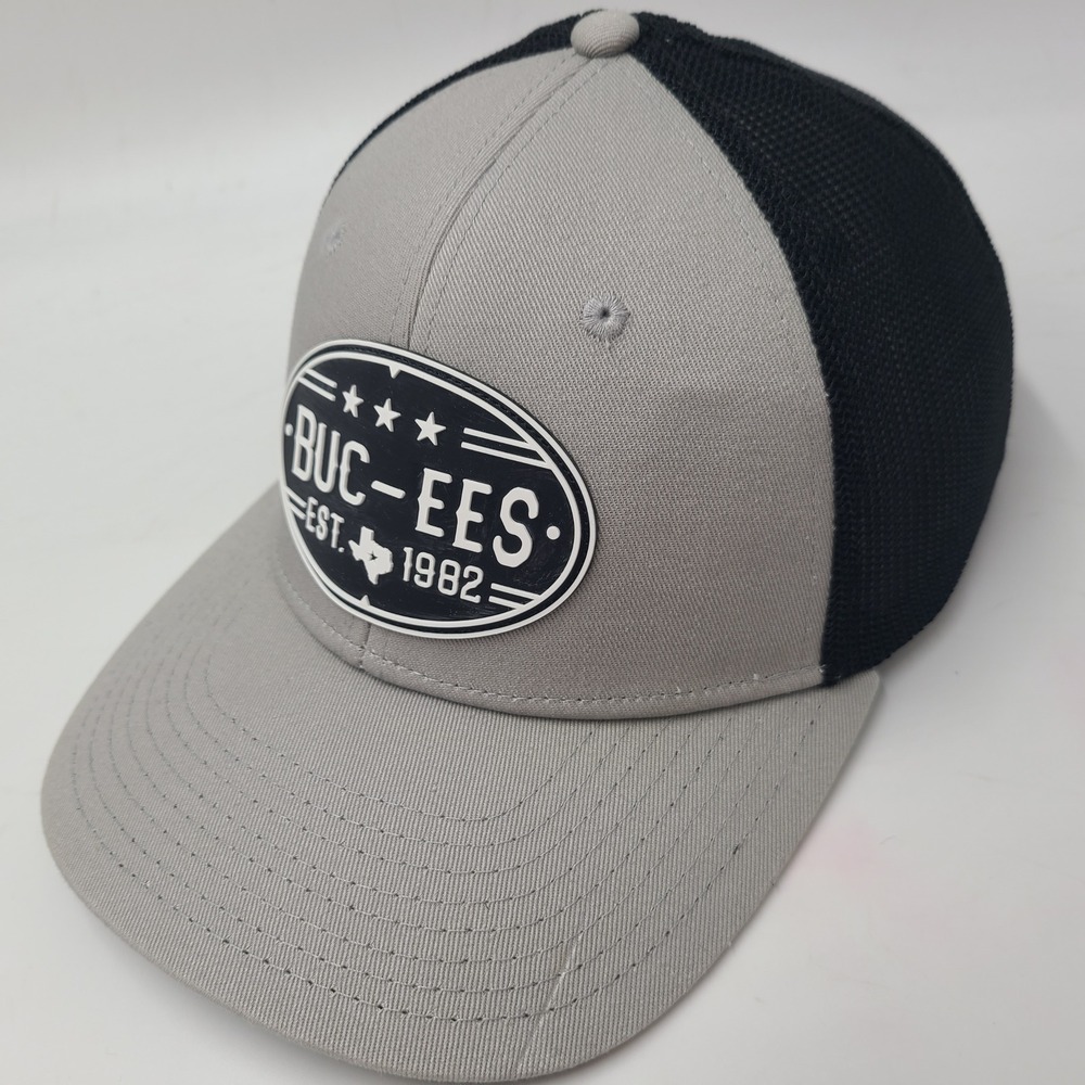 Buc-ees Hat Fitted (Seems S-M) Trucker Mesh Gray Black Texas Gas Station Men‎